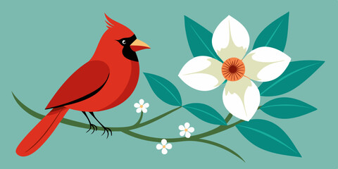 Cardinal and dogwood 
