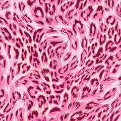 Pink Leopard Skin Texture Pattern Vector. Seamless Animal Wildlife Skin Pattern. Leopard Fur Camouflage Background.