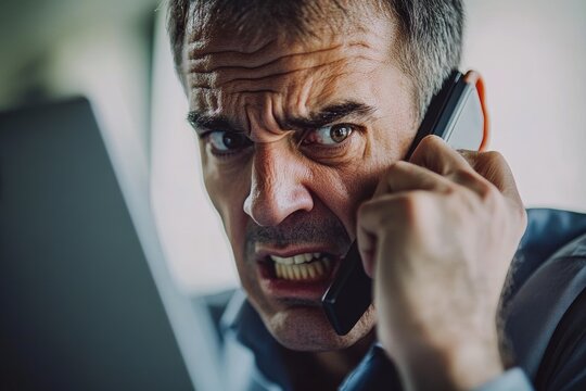 An attractive young entrepreneur working on his laptop at his desk in an office, talking on the phone, confronting unexpected obstacles, dealing with business risks, and seeking a second opinion from