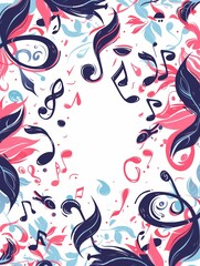 Colorful Back to School Frame Background with Musical Notes and Abstract Floral Elements