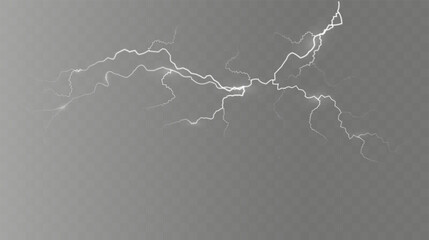 Light white isolated vector lightning png. Magic light abstract lines. Realistic natural lightning effects.	
