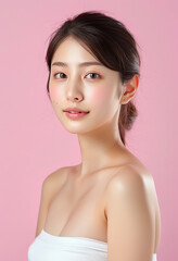 Naklejka premium beautiful woman with white and smooth skin, suitable for beauty model advertisements