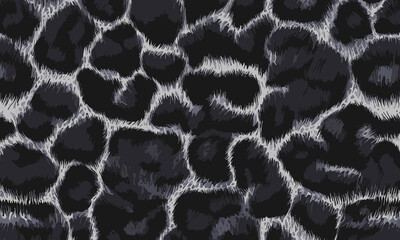 Black Leopard Skin Texture Pattern Vector. Seamless Animal Wildlife Skin Pattern. Leopard Fur Camouflage Background.