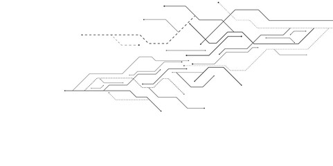Vectors High-tech connection system on a white background. Technology digital circuit board background. Technology black circuit diagram.