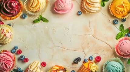 Vintage style poster background template with tasty ice cream.