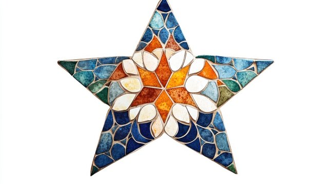 Stunning Moroccan inspired watercolor clipart featuring a decorative mosaic star design