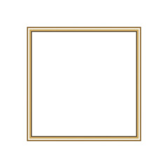 Square gold frame. Isolated luxury square golden border. Gold square frame mockup design element. Vector illustration.