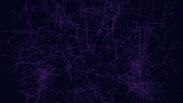 This abstract image showcases a network of interconnected lines and shapes that float in a seemingly random pattern. It exudes complexity and chaos without a clear purpose or meaning