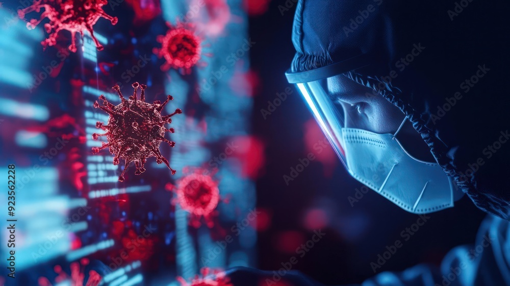 Poster realtime visualization of malware detection processes, cybersecurity, protection