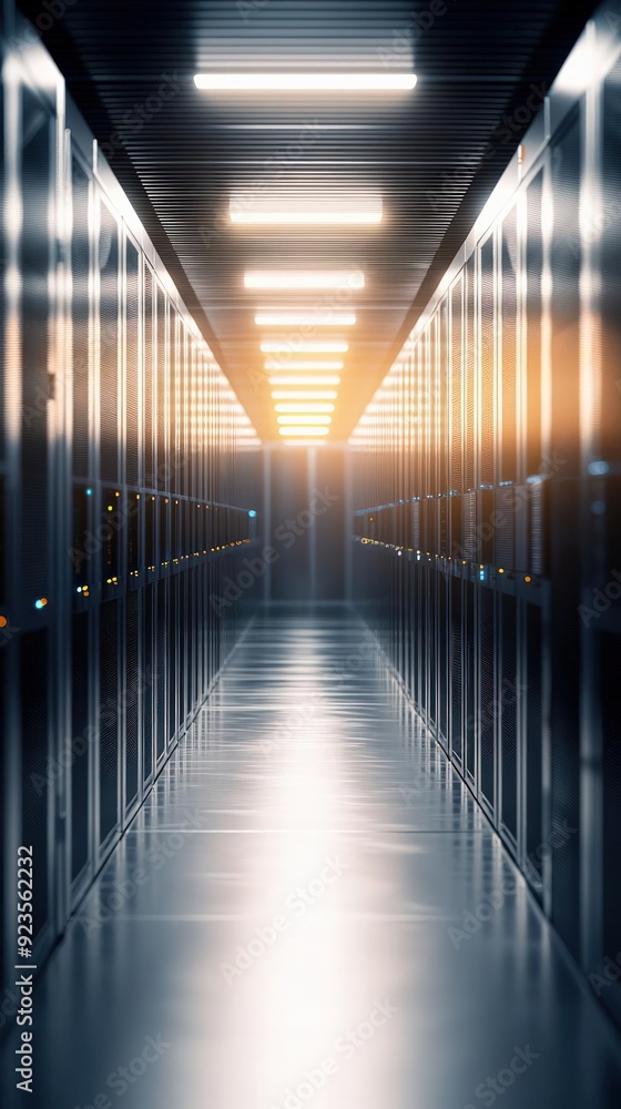 Poster server room equipped with realtime malware detection tools, cybersecurity, detection