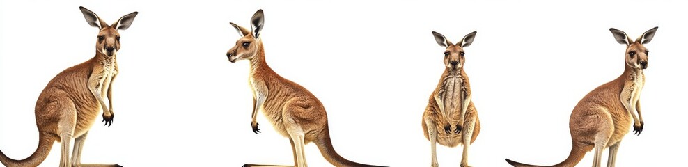 An isolated group of kangaroos on a transparent background