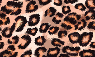 Leopard Skin Texture Pattern Vector. Seamless Animal Wildlife Skin Pattern. Leopard Fur Camouflage Background.