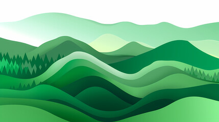 Obraz premium Green nature mountains landscape.3d Paper cut abstract minimal nature scene, template background.Vector illustration.