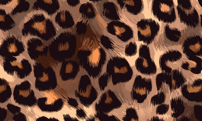 Leopard Skin Texture Pattern Vector. Seamless Animal Wildlife Skin Pattern. Leopard Fur Camouflage Background.