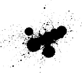 black watercolor dropped splash splatter grunge graphic element on white background