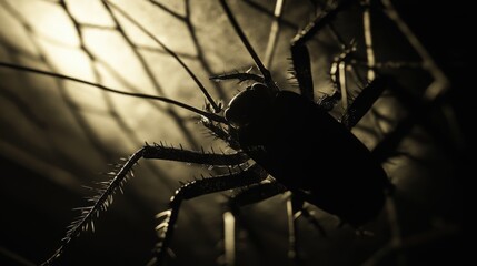 "Close-up of a Myriad Cockroach Hidden in Shadow - Macro Photography"