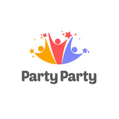 Vector logo design template. Teamwork abstract icon. Party sign.