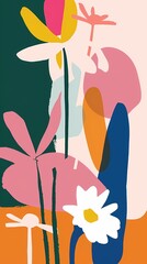 Impressionist blooming flowers illustration poster background