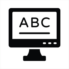 English alphabets inside computer showing concept icon of online learning