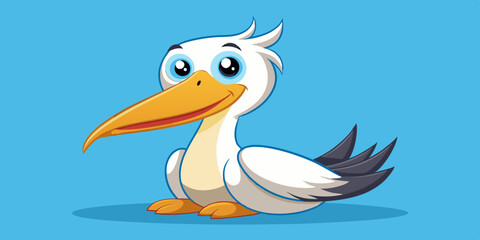 Pelican cartoon a sitting happy