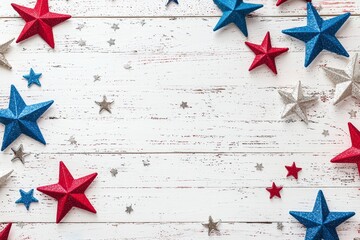 Weathered whitewashed with red, white, and blue stars to close Labor Day