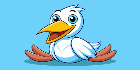 Pelican cartoon a sitting happy