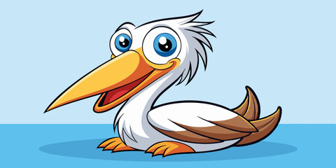Pelican cartoon a sitting happy