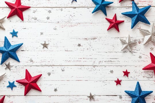 Weathered whitewashed with red, white, and blue stars to close Labor Day