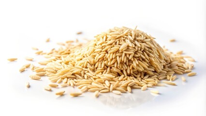 Close-up of a Pile of Uncooked Brown Rice Grains