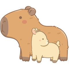Capybara and cute goat 