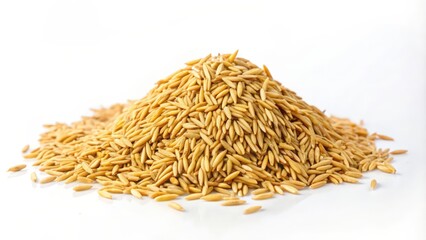 A Heap of Unhulled Rice Grains on a White Surface