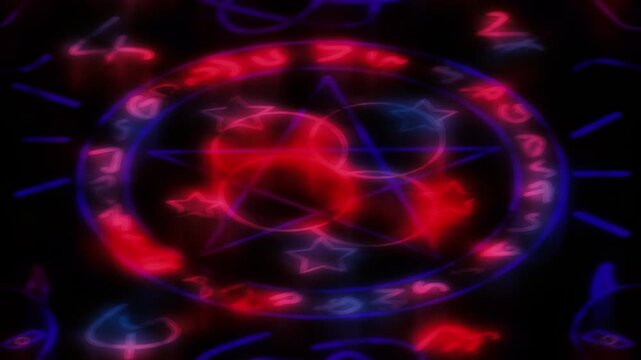 Occult symbols animation, satanic signs animation, horror movie background, Halloween animation, scary movie abstract background.