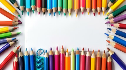 Fototapeta premium Colorful Education Back to School Background with Pencils and Stationery for Creative Learning and Classroom Inspiration