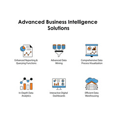 Advanced Business Intelligence Solutions with Editable Stroke.
