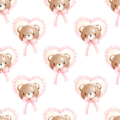 Cute Teddy Bear Seamless pattern 