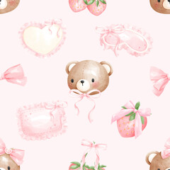 Cute Teddy Bear Seamless pattern 