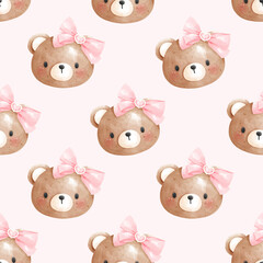 Cute Teddy Bear Seamless pattern 