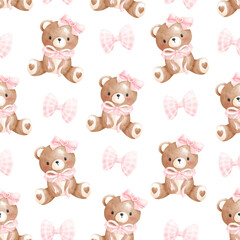 Cute Teddy Bear Seamless pattern 