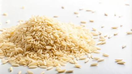 Pile of Uncooked White Rice Grains on White Surface
