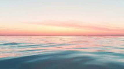 Obraz premium A tranquil sunset over a calm ocean, with soft pastel colors and gentle waves for a relaxing screen saver.