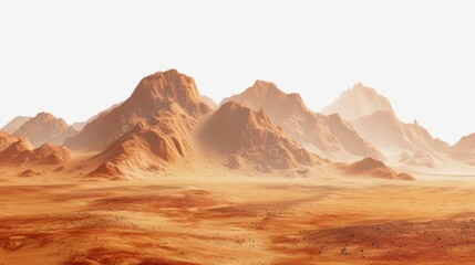 Naklejka premium Vast desert landscape with rugged mountains in bright daylight