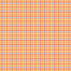 Carpet fabric plaid pattern, marketing textile check seamless. Adorable tartan background vector texture in orange and lime colors.