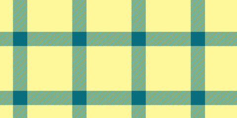 Summer fabric tartan background, gentle texture pattern check. Copy space vector plaid seamless textile in yellow and cyan colors.