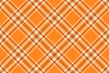 Packing plaid tartan vector, stripe fabric check pattern. Lovely texture textile seamless background in orange and wheat colors.