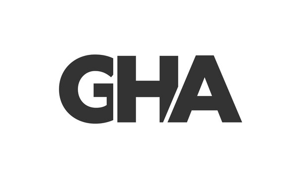 GHA logo design template with strong and modern bold text. Initial based vector logotype featuring simple and minimal typography. Trendy company identity.