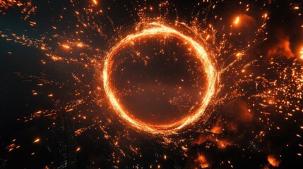 Obraz premium Fireworks creating a mesmerizing circle of light in the night sky.