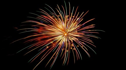 Obraz premium Fireworks display with a focus on the bright, colorful bursts of light.