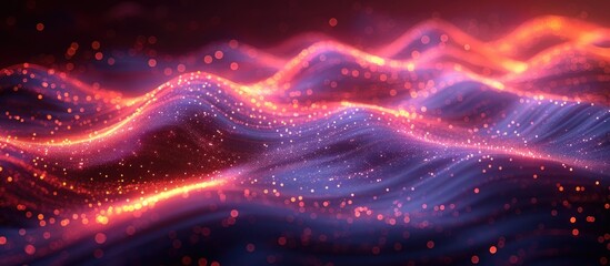 Abstract Glowing Waves in Red and Blue