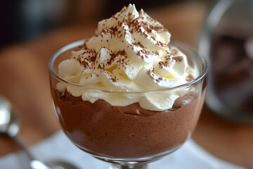 Chocolate Mousse with Whipped Cream commercial advertising photo