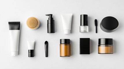Stylish Mens Cosmetic Set on Light Background Mockup